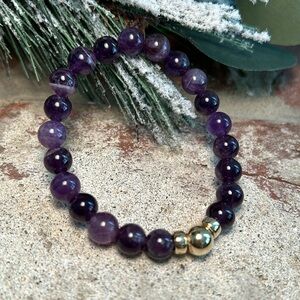 Chevron Amethyst Gemstone Bracelet
